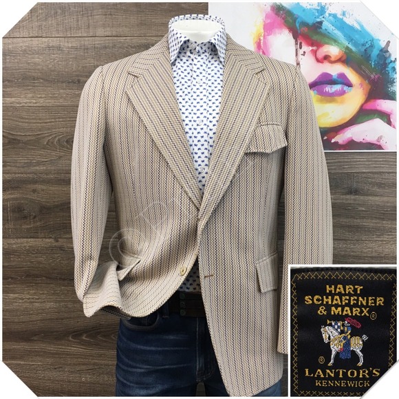 VINTAGE 70s‎ Mens Blazer Sport Coat Casual Jacket Size 42L Classic Suit USA